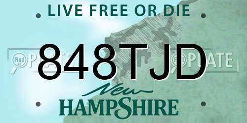 848TJD New Hampshire License Plate