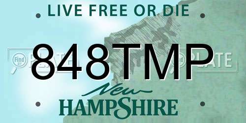 848TMP New Hampshire License Plate