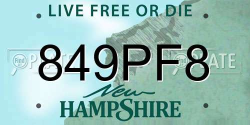 849PF8 New Hampshire License Plate
