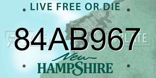 84AB967 New Hampshire License Plate