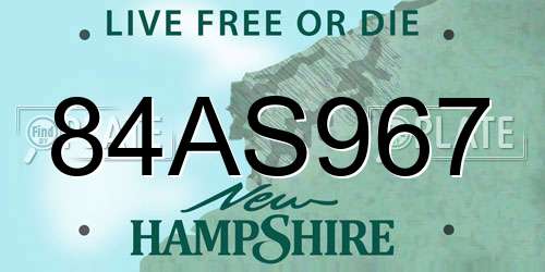 84AS967 New Hampshire License Plate