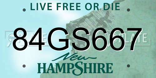 84GS667 New Hampshire License Plate