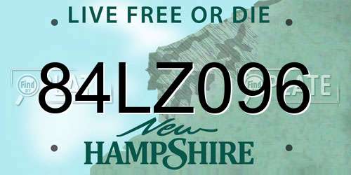 84LZ096 New Hampshire License Plate