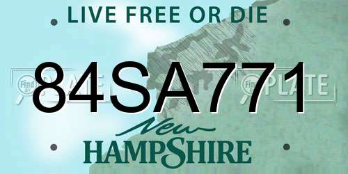 84SA771 New Hampshire License Plate