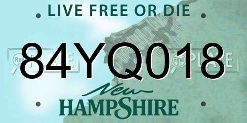 84YQ018 New Hampshire License Plate