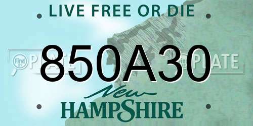 850A30 New Hampshire License Plate