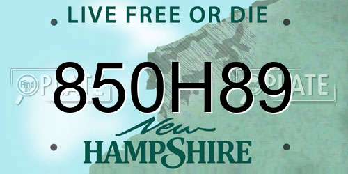 850H89 New Hampshire License Plate