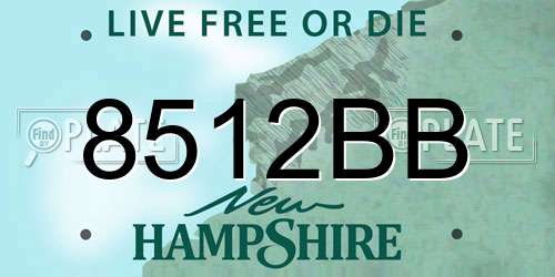 8512BB New Hampshire License Plate