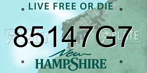 85147G7 New Hampshire License Plate