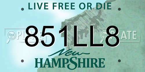 851LL8 New Hampshire License Plate