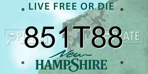 851T88 New Hampshire License Plate