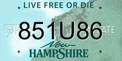 851U86 New Hampshire License Plate