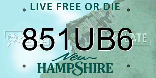 851UB6 New Hampshire License Plate