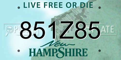 851Z85 New Hampshire License Plate