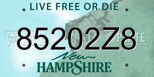 85202Z8 New Hampshire License Plate