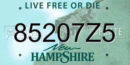 85207Z5 New Hampshire License Plate
