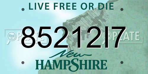 85212I7 New Hampshire License Plate
