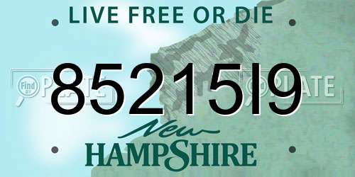 85215I9 New Hampshire License Plate