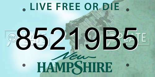 85219B5 New Hampshire License Plate