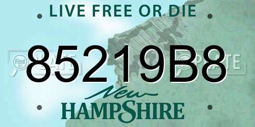 85219B8 New Hampshire License Plate