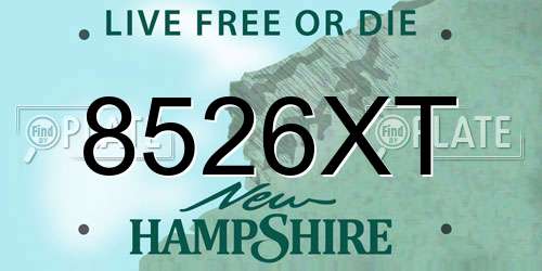 8526XT New Hampshire License Plate