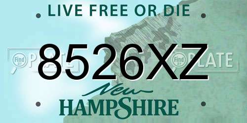 8526XZ New Hampshire License Plate