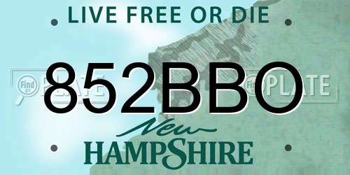 852BBO New Hampshire License Plate