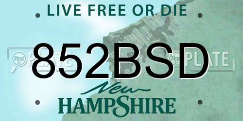 852BSD New Hampshire License Plate