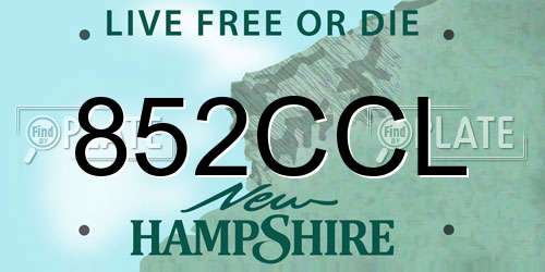 852CCL New Hampshire License Plate