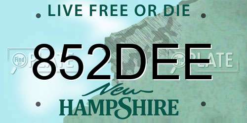852DEE New Hampshire License Plate