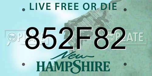 852F82 New Hampshire License Plate