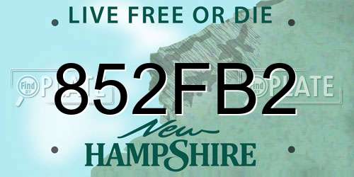 852FB2 New Hampshire License Plate