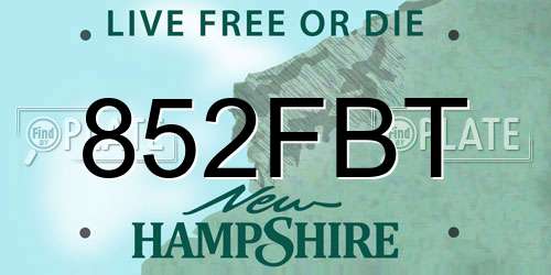 852FBT New Hampshire License Plate