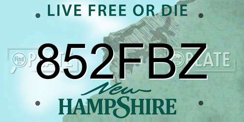 852FBZ New Hampshire License Plate