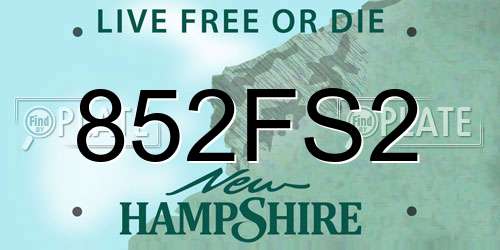 852FS2 New Hampshire License Plate