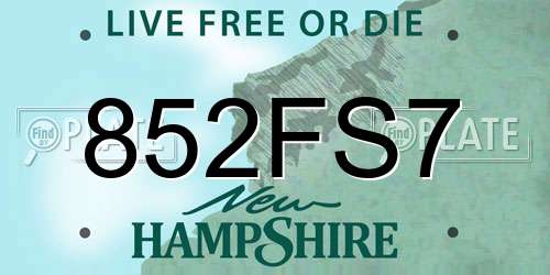 852FS7 New Hampshire License Plate