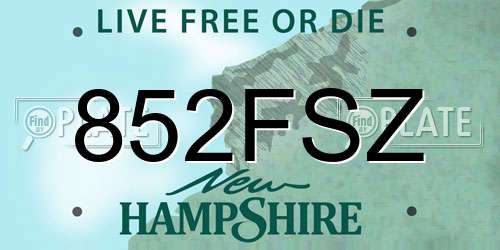 852FSZ New Hampshire License Plate