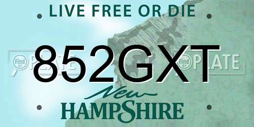 852GXT New Hampshire License Plate