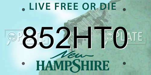 852HT0 New Hampshire License Plate