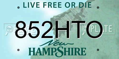 852HTO New Hampshire License Plate