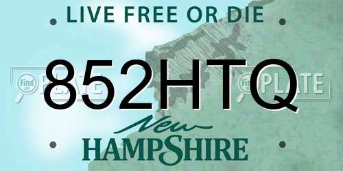 852HTQ New Hampshire License Plate