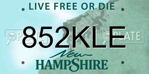 852KLE New Hampshire License Plate