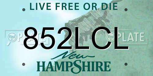 852LCL New Hampshire License Plate