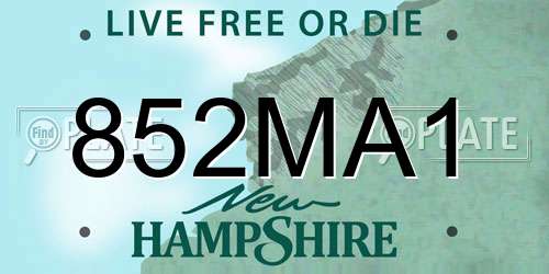 852MA1 New Hampshire License Plate