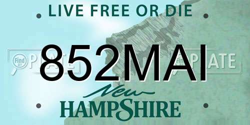 852MAI New Hampshire License Plate