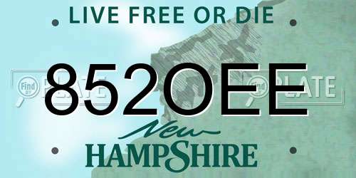 852OEE New Hampshire License Plate