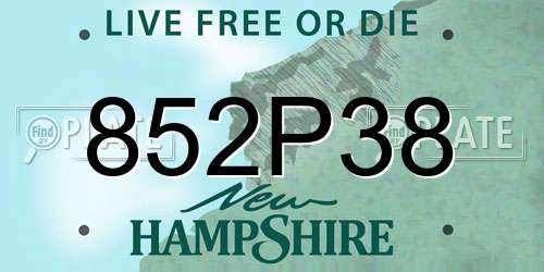 852P38 New Hampshire License Plate