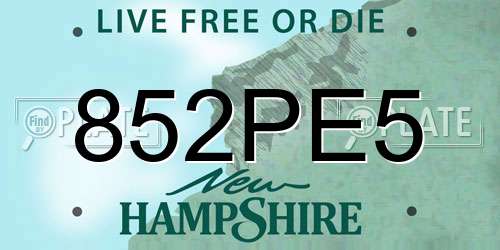 852PE5 New Hampshire License Plate
