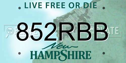 852RBB New Hampshire License Plate