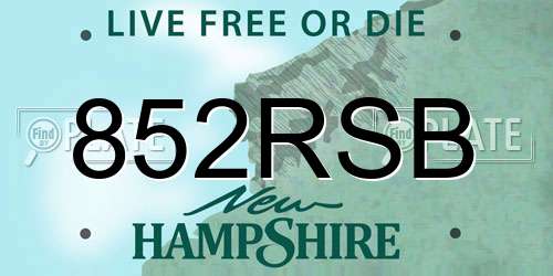 852RSB New Hampshire License Plate